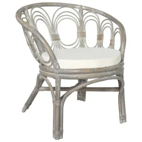 Silla de comedor con cojín ratán natural gris y lino de vidaXL, Sillas de comedor - Ref: Foro24-325476, Precio: 151,12 €, Des...