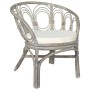 Silla de comedor con cojín ratán natural gris y lino de vidaXL, Sillas de comedor - Ref: Foro24-325476, Precio: 152,84 €, Des...