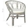 Silla de comedor con cojín ratán natural gris y lino de vidaXL, Sillas de comedor - Ref: Foro24-325476, Precio: 151,12 €, Des...
