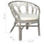 Silla de comedor con cojín ratán natural gris y lino de vidaXL, Sillas de comedor - Ref: Foro24-325476, Precio: 152,84 €, Des...