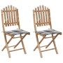Sillas de jardín plegables 2 unidades bambú con cojines en Sillas de jardín | Comprar online en Foru.es
