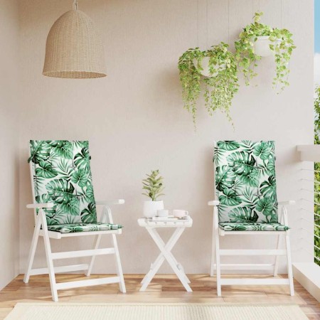 Cojines de silla de respaldo alto 2 uds tela estampado de hojas en Decoración | Comprar online en Foru.es