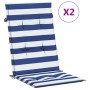 Cojines silla de respaldo alto 2 uds tela a rayas azul y blanco en Decoración | Comprar online en Foru.es