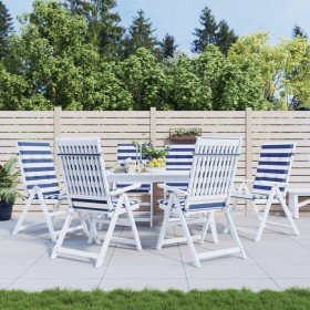 Cojines de silla de respaldo alto 6 uds tela rayas azul&blanco en Decoración | Comprar online en Foru.es