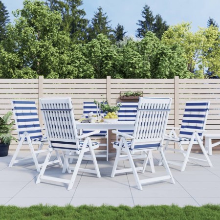 Cojines de silla de respaldo alto 6 uds tela rayas azul&blanco en Decoración | Comprar online en Foru.es