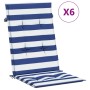 Cojines de silla de respaldo alto 6 uds tela rayas azul&blanco en Decoración | Comprar online en Foru.es