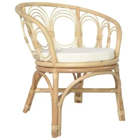 Dining chair with gray natural rattan and linen cushion by vidaXL, dining chairs - Ref: Foro24-325475, Price: 196,41 €, Disco...