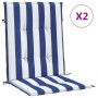 Cojines silla de respaldo bajo 2 uds tela a rayas azul y blanco en Decoración | Comprar online en Foru.es