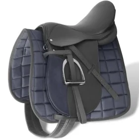 Set de montura de caballo de 16" y cuero negro 14 cm, 5 en 1 de vidaXL, Monturas - Ref: Foro24-90643, Precio: 206,40 €, Descu...