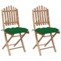 Sillas de jardín plegables con cojines 2 unidades bambú en Sillas de jardín | Comprar online en Foru.es