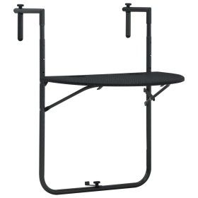 Mesa balcón colgante plástico aspecto ratán negro 60x64x83,5 cm de vidaXL, Mesas de jardín - Ref: Foro24-47894, Precio: 51,51...