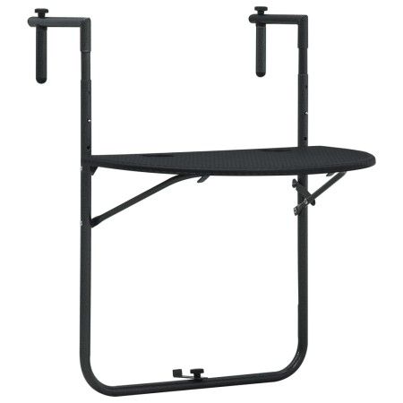 Mesa balcón colgante plástico aspecto ratán negro 60x64x83,5 cm de vidaXL, Mesas de jardín - Ref: Foro24-47894, Precio: 51,51...