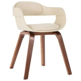 Silla de comedor de madera curvada y cuero artificial blanco de vidaXL, Sillas de comedor - Ref: Foro24-327330, Precio: 190,3...
