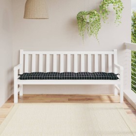 Cojín de banco jardín tela Oxford a cuadros negro 180x50x7 cm en Decoración | Comprar online en Foru.es