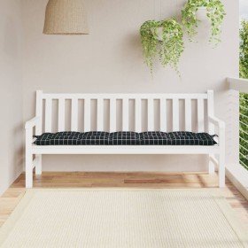 Cojín de banco jardín tela Oxford a cuadros negro 180x50x7 cm en Decoración | Comprar online en Foru.es