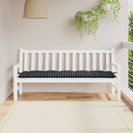 Cojín de banco jardín tela Oxford a cuadros negro 180x50x7 cm en Decoración | Comprar online en Foru.es