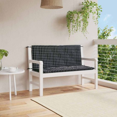 Cojines para banco jardín 2 uds tela a cuadros negro 120x50x7cm en Decoración | Comprar online en Foru.es