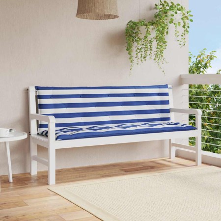 Cojines banco jardín 2 uds tela a rayas azul blanco 150x50x7 cm en Decoración | Comprar online en Foru.es