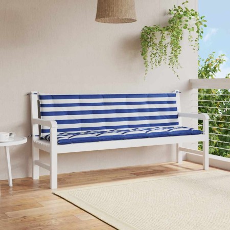 Cojines banco de jardín 2 uds tela Oxford azul y blanco a rayas en Decoración | Comprar online en Foru.es