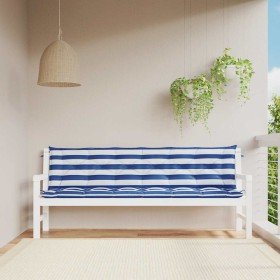 Cojines banco jardín 2 uds tela a rayas azul blanco 200x50x7 cm en Decoración | Comprar online en Foru.es