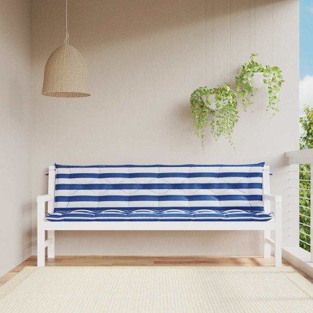 Cojines banco jardín 2 uds tela a rayas azul blanco 200x50x7 cm en Decoración | Comprar online en Foru.es