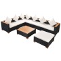 Set muebles de jardín 8 piezas y cojines ratán sintético negro de vidaXL, Conjuntos de jardín - Ref: Foro24-42758, Precio: 80...
