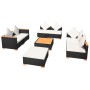 Set muebles de jardín 8 piezas y cojines ratán sintético negro de vidaXL, Conjuntos de jardín - Ref: Foro24-42758, Precio: 80...