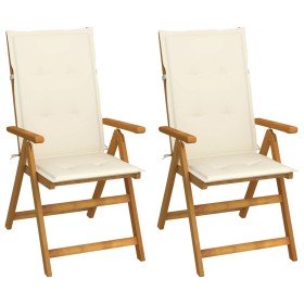 Sillas de jardín reclinables 2 uds madera maciza acacia cojines en Sillas de jardín | Comprar online en Foru.es