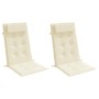 Cojines de silla respaldo alto 2 uds tela Oxford color crema en Decoración | Comprar online en Foru.es