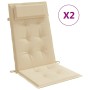 Cojines de silla con respaldo alto 2 uds tela Oxford beige en Decoración | Comprar online en Foru.es