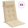 Cojines de silla con respaldo alto 6 uds tela Oxford beige en Decoración | Comprar online en Foru.es