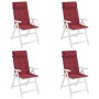 Cojines de silla con respaldo alto 4 uds tela Oxford rojo tinto en Decoración | Comprar online en Foru.es