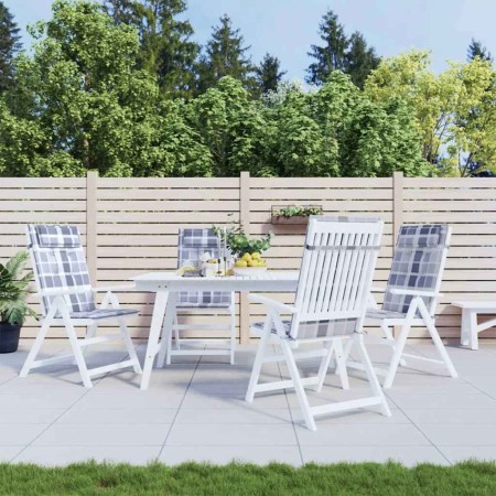 Cojines de silla respaldo alto 4 uds tela Oxford a cuadros gris en Decoración | Comprar online en Foru.es