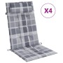 Cojines de silla respaldo alto 4 uds tela Oxford a cuadros gris en Decoración | Comprar online en Foru.es