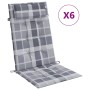 Cojines de silla respaldo alto 6 uds tela Oxford a cuadros gris en Decoración | Comprar online en Foru.es