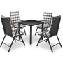 Set comedor de jardín 5 piezas y cojines aluminio negro de vidaXL, Conjuntos de jardín - Ref: Foro24-42778, Precio: 430,72 €,...