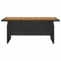 Mesa jardín negra 100x50x43/63 cm madera maciza acacia y ratán en Mesas de jardín | Comprar online en Foru.es