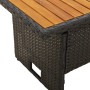 Mesa jardín negra 100x50x43/63 cm madera maciza acacia y ratán en Mesas de jardín | Comprar online en Foru.es