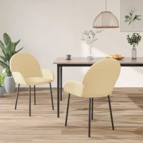 Esszimmerstühle, 2 Stück, cremefarbenes Samtgewebe von vidaXL, Essstühle - Ref: Foro24-344772, Preis: 105,80 €, Rabatt: %