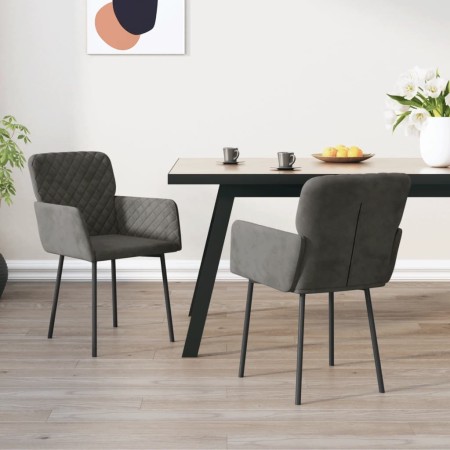 Sillas de comedor 2 unidades terciopelo gris oscuro de vidaXL, Sillas de comedor - Ref: Foro24-344780, Precio: 156,25 €, Desc...
