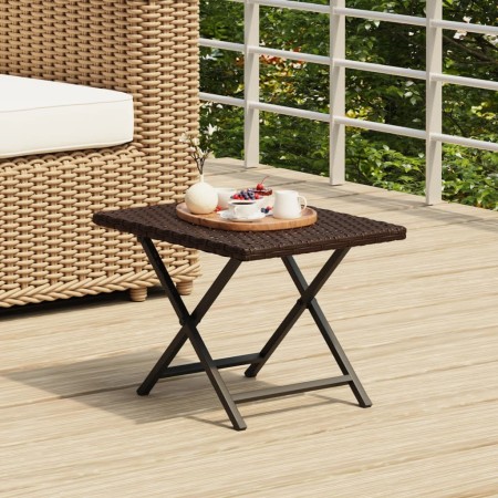 Mesa plegable ratán sintético marrón 45x35x32 cm en Mesas de jardín | Comprar online en Foru.es
