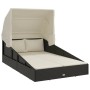 Tumbona con toldo plegable ratán sintético negro 200x114x128 cm en Camas para exterior | Comprar online en Foru.es