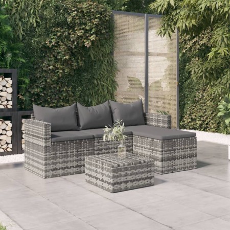 Set de muebles de jardín 3 pzas y cojines ratán sintético gris en Conjuntos de jardín | Comprar online en Foru.es