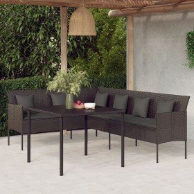 Set comedor de jardín 2 pzas con cojines ratán sintético negro en Conjuntos de jardín | Comprar online en Foru.es