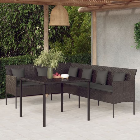 Set comedor de jardín 2 pzas con cojines ratán sintético negro en Conjuntos de jardín | Comprar online en Foru.es