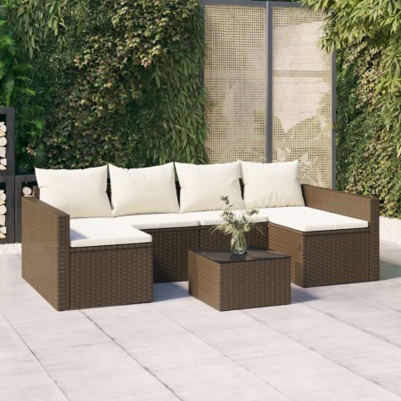 Set muebles de jardín 2 piezas y cojines ratán sintético marrón en Conjuntos de jardín | Comprar online en Foru.es