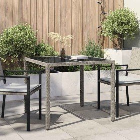 Mesa de comedor de jardín Gris 90 x 90 x 75 cm ratán sintético en Mesas de jardín | Comprar online en Foru.es