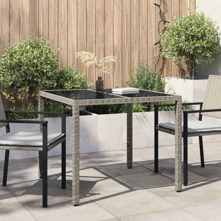 Mesa de comedor de jardín Gris 90 x 90 x 75 cm ratán sintético en Mesas de jardín | Comprar online en Foru.es