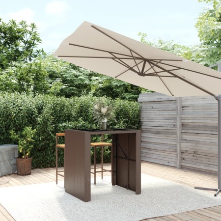 Mesa bar con superficie cristal ratán PE marrón 105x80x110 cm en Mesas de jardín | Comprar online en Foru.es