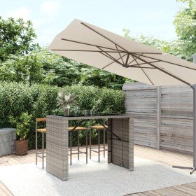 Mesa alta bar con superficie vidrio ratán PE gris 145x80x110 cm en Mesas de jardín | Comprar online en Foru.es